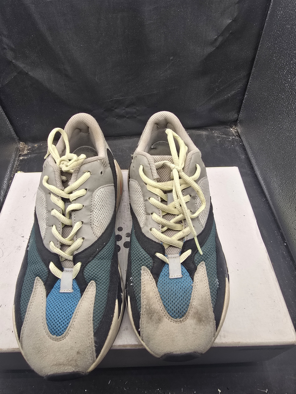 Yeezy Men's Teal, Gray & Cream Sneakers